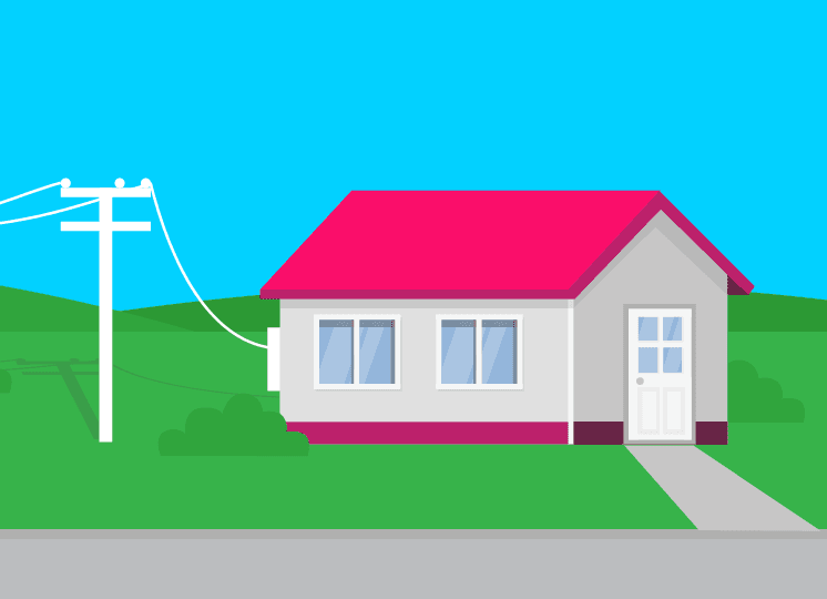 house with battery connected to power lines