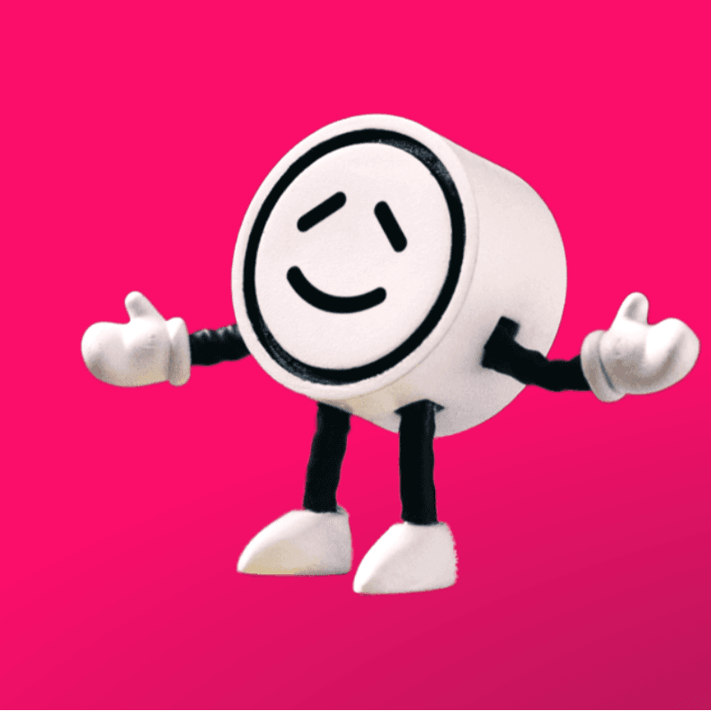 Winky the Powershop mascot standing with arms stretched out