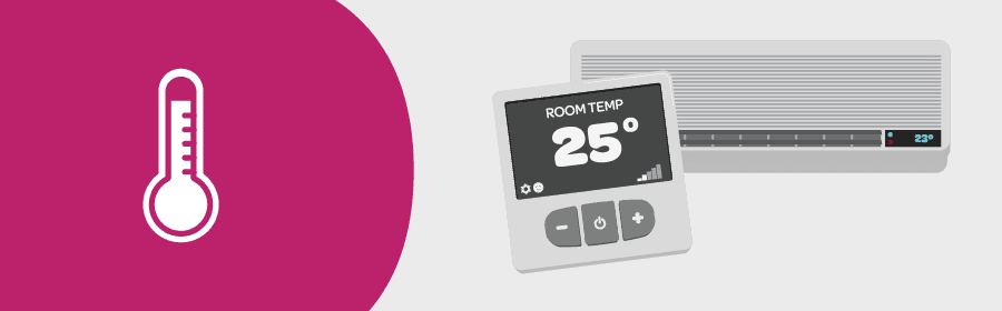 thermostat showing a temperature of 25 degrees