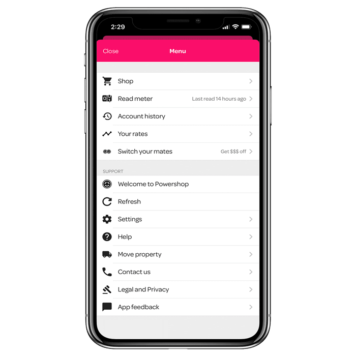 powershop app on a mobile phone