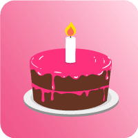 cake with a candle on top and powershop pink icing